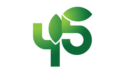 45 Leaf Logo Number Green Simple Nature