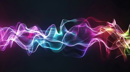 Obraz premium Abstract Swirling Rainbow Lines on Black