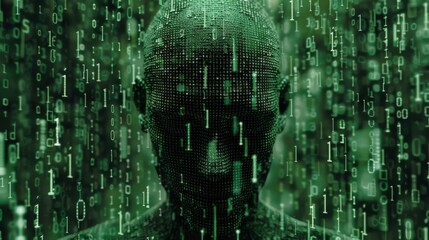 Digital Matrix Abstract Binary Code Art