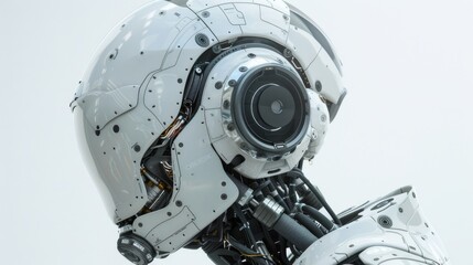 Futuristic white robotic figure