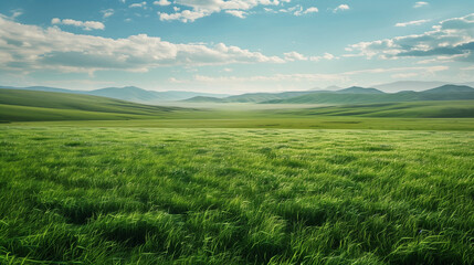 Grassland with blue sky