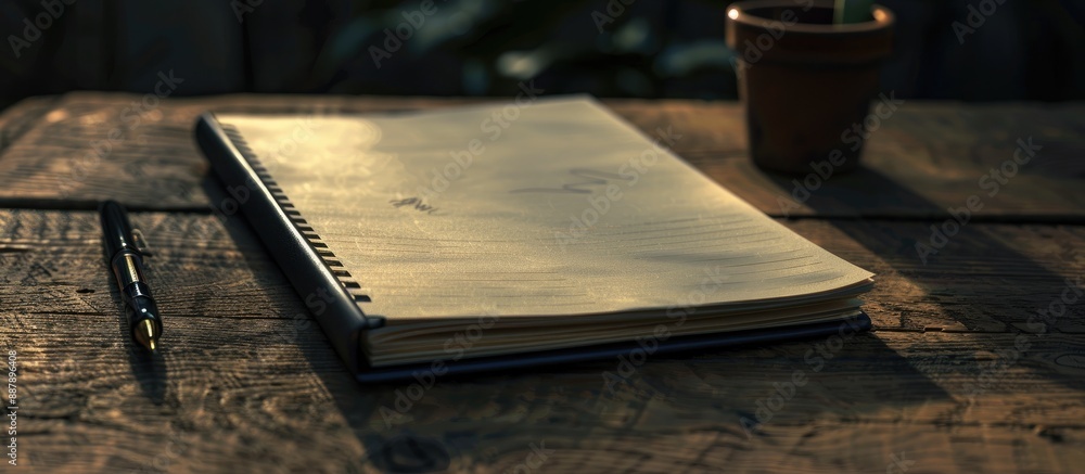 Poster A textured background featuring a blank notebook pen and copy space image for your design or business concept