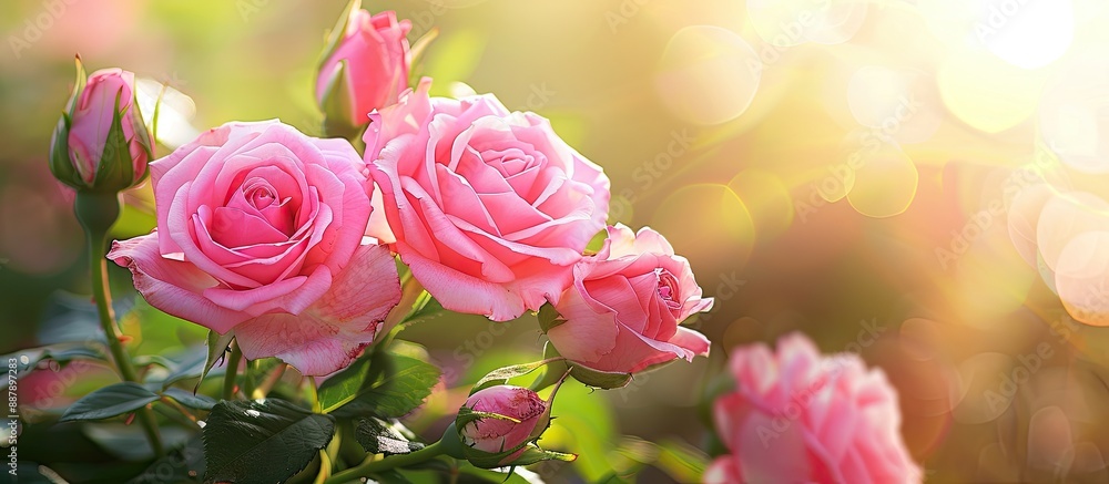 Aufkleber beautiful rose flowers with soft blurred background and ample copy space image showcasing nature flo