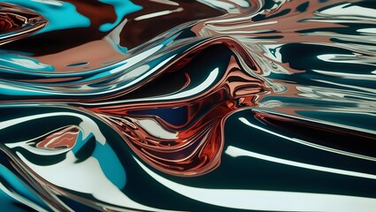 Futuristic Metallic Waves with Reflective Details and Fluid Formations Abstract Background