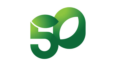 50 Leaf Logo Number Green Simple Nature