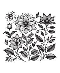 vector flower vector art,graphics flowers icons set,vintage illustration flower clipart,vector flowers flat style artwork design.