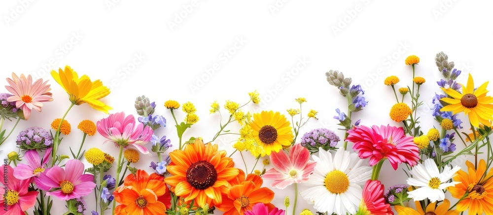 Poster border design with spring flowers and copy space image