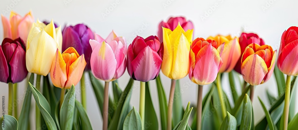 Aufkleber variety of tulips with assorted colors against a bright backdrop for a copy space image