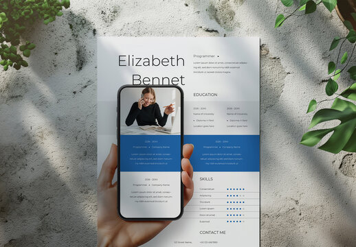 Creative Resume Layout With Smartphone Device and Generative ai