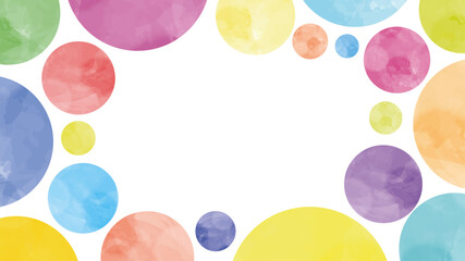 水玉　水彩　カラフル　フレーム