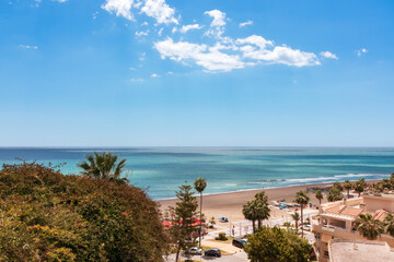 Aerial view of the coast of Malaga and the mediterranean sea	