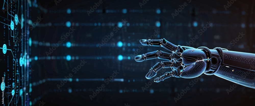 Poster artificial intelligence futuristic innovation robot connection intelligence learning science cyber f