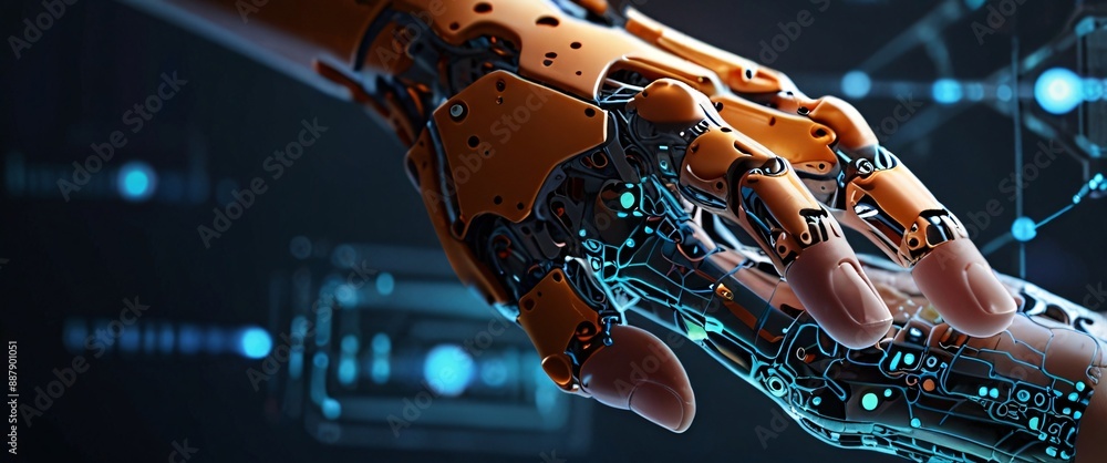 Poster artificial intelligence futuristic innovation robot connection intelligence learning science cyber f
