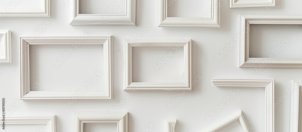 Poster View from above of square frames on a white surface with available copy space image