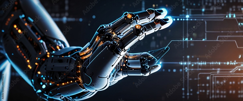 Poster artificial intelligence futuristic innovation robot connection intelligence learning science cyber f