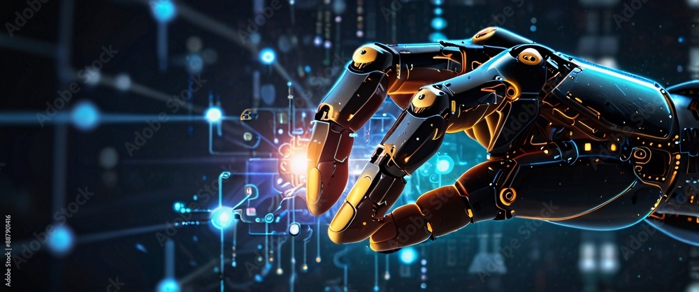 Poster artificial intelligence futuristic innovation robot connection intelligence learning science cyber f