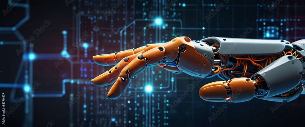 Poster artificial intelligence futuristic innovation robot connection intelligence learning science cyber f