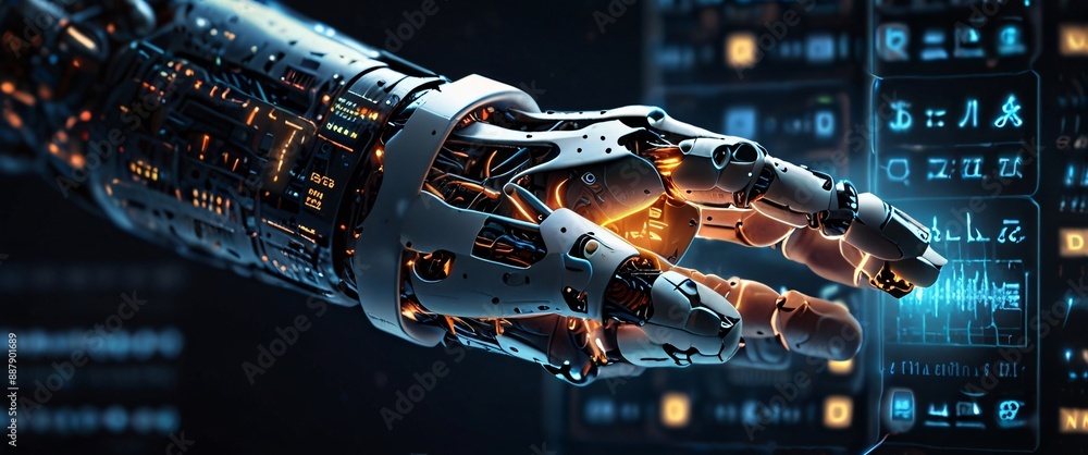 Poster artificial intelligence futuristic innovation robot connection intelligence learning science cyber f