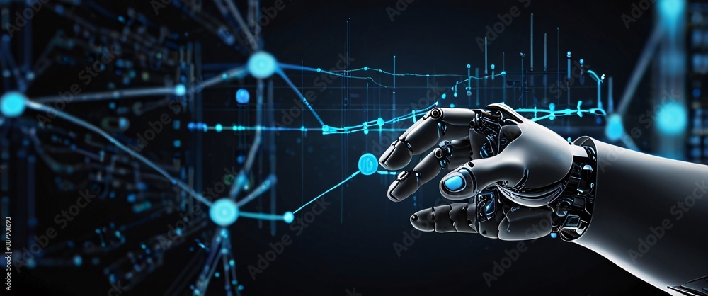 Poster artificial intelligence futuristic innovation robot connection intelligence learning science cyber f
