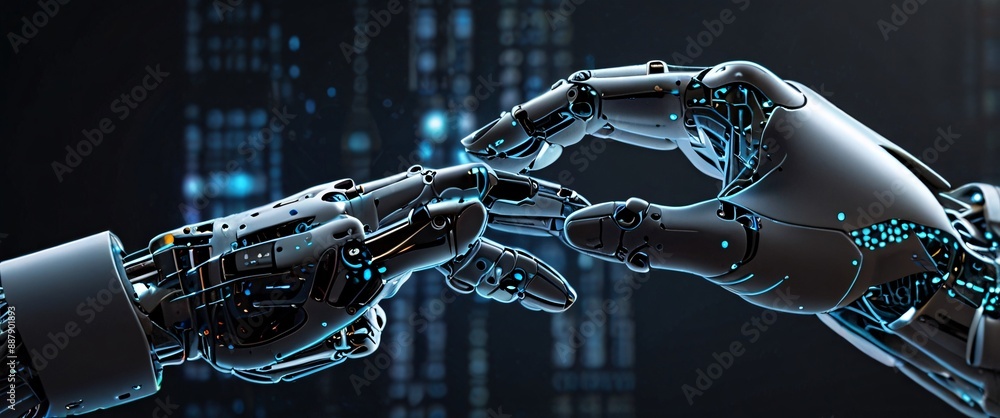 Poster artificial intelligence futuristic innovation robot connection intelligence learning science cyber f