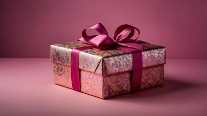 Gift box with a bow on a plain background.