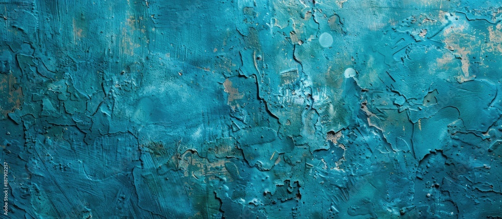 Aufkleber Top view of a vivid blue textured concrete wall with space for text in the image. with copy space image. Place for adding text or design