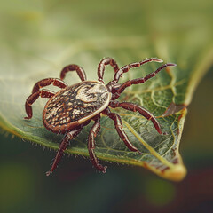  Close-up of a deer tick on a leaf