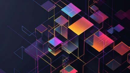 A colorful abstract image of squares and lines
