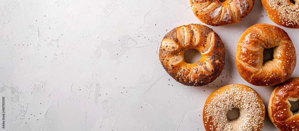 Poster Bagels displayed on a clean white table with copy space image