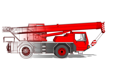  mobile crane machine 3d illustration