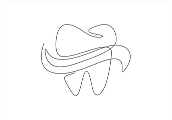 Continuous Line Drawing of Dental Health Icon. Hand Drawn Symbol Vector Illustration.