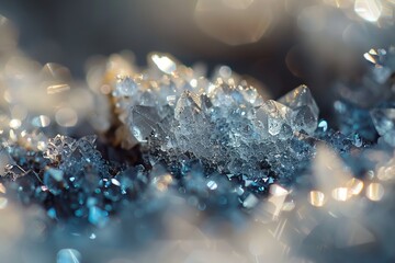 A macro shot of a sparkling druzy crystal, highlighting its tiny, glittering crystals