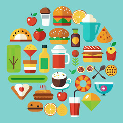 food and drink icons logo vector illustration