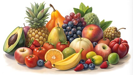 illustration Mix fruits and vegetables