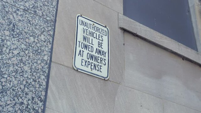 Tow warning for cars in city street 4k
