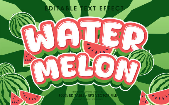 Editable Watermelon Text Effect. with illustration of Watermelon. suitable for tropical fruit themed.