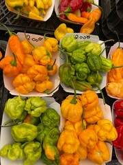 Close up vegetables for sale at the market in Olhao, Algarve.