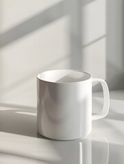 Obraz premium Minimalist White Coffee Mug 3D Rendering on Clean Background