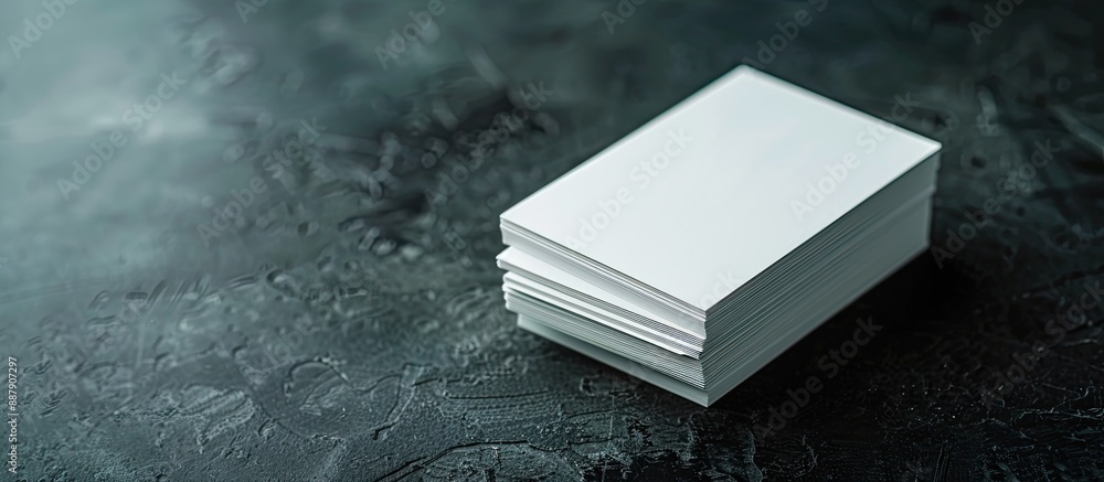Aufkleber close up photo of a stack of business cards against a blackboard backdrop with copy space image