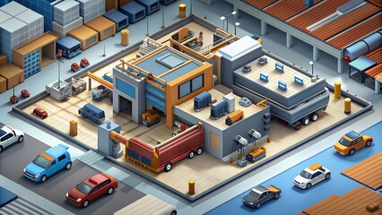 Isometric car factory