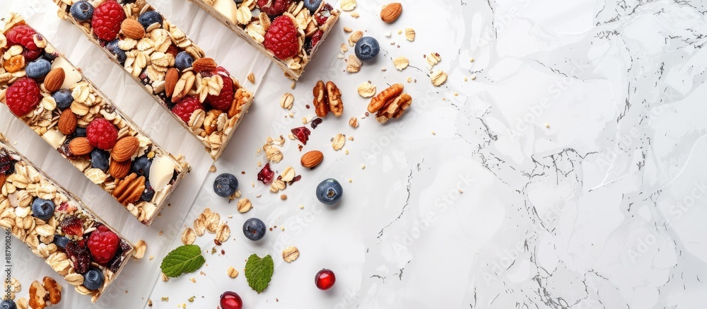 Aufkleber superfood breakfast bars with a white background and copy space image