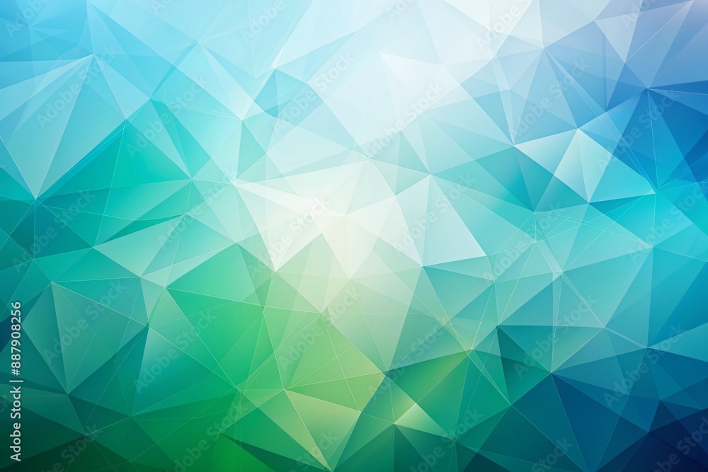 Poster softly blended blue and green geometric shapes create a calming abstract background with gentle grad
