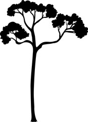 Silhouette tree isolated on a white background. Clipping path included