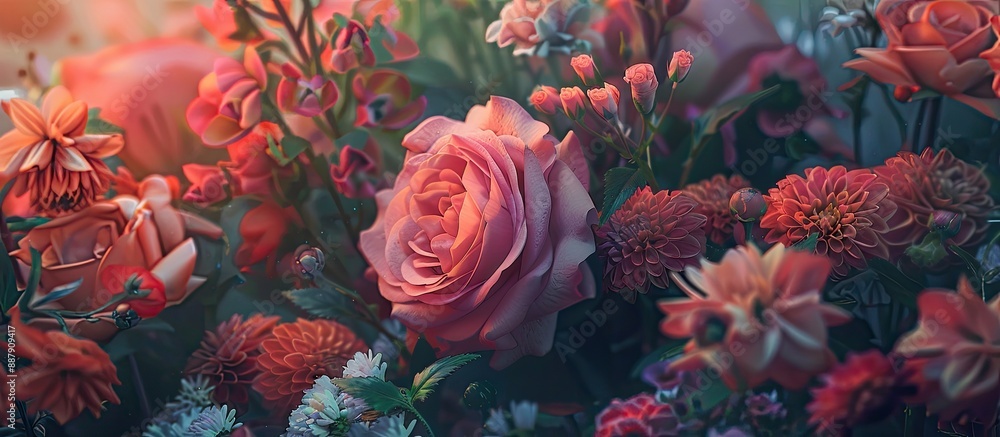 Leinwandbilder Utilize floral scenery with a blank area for text or design overlay in backgrounds or wallpapers. with copy space image. Place for adding text or design