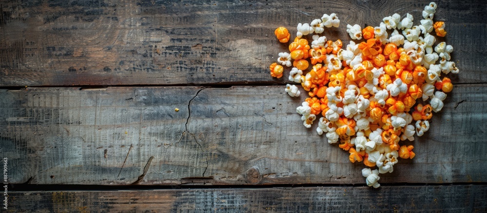 Aufkleber popcorn heart displayed on a wooden backdrop with copy space image