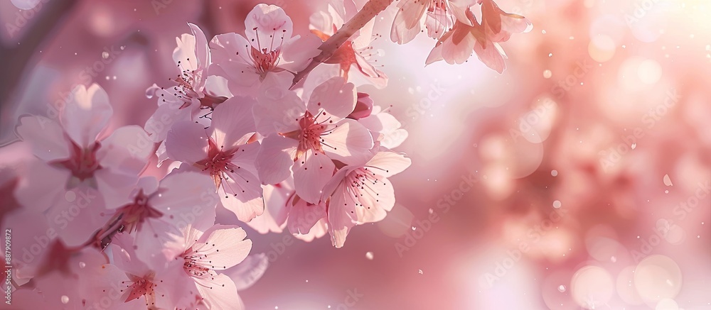 Fototapete capture the stunning sight of cherry blossoms blooming on a sakura tree during spring in the castle 