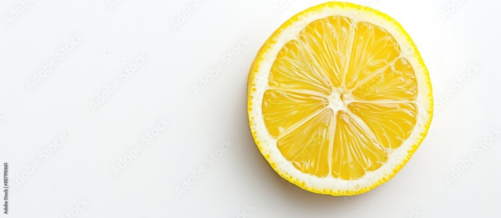 Poster lemon slice on a white backdrop with copy space image