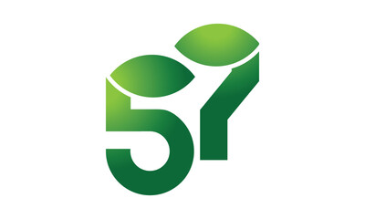 57 Leaf Logo Number Green Simple Nature