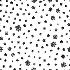 Doodle black paw prints pattern