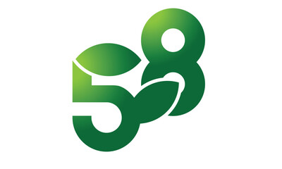 58 Leaf Logo Number Green Simple Nature